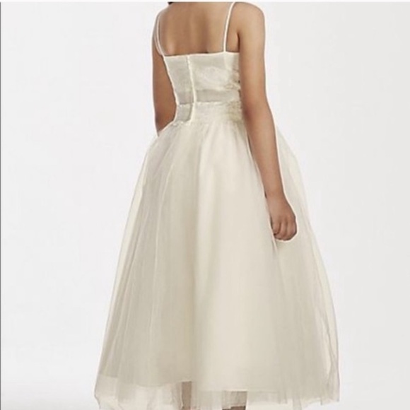 David’s Bridal Ivory and Champagne Flower Gurl Tulle Dress SZ 4 ! - Picture 2 of 9